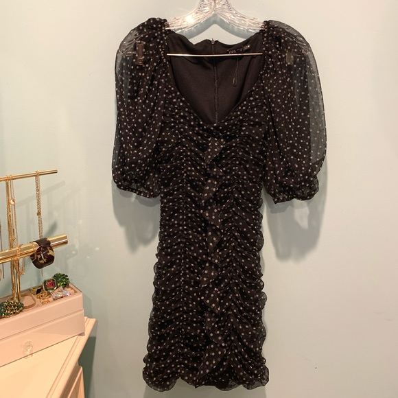 ZARA Black & White Polka Dot Dress - Picture 3 of 5